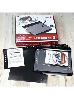 GENIUS G-Pen F610 6"x10" Ultra Slim USB Tablet Set w/ Box & Pen *No Pen Holder*
